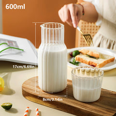 Ensemble bouilloire en verre et verre, bouche en forme de V, degré de chaleur, chambre à coucher, table de chevet, bouteille d'eau, lait, jus, thé, clics, 500 ml, 600ml