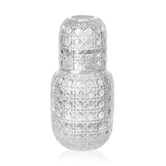 Carafe de chevet et ensemble de gobelets en verre d'eau, pichet d'eau en verre Vintage avec ensemble de tasses pour chambre à coucher, motifs en Relief rétro