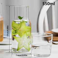 Ensemble bouilloire en verre et verre, bouche en forme de V, degré de chaleur, chambre à coucher, table de chevet, bouteille d'eau, lait, jus, thé, clics, 500 ml, 600ml