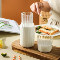 Bouteille d'eau en verre avec ensemble de gobelets en verre, Carafe de chevet avec gobelet, verres, pichet pour boissons au lait, thé