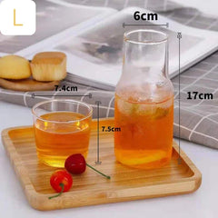 Bouteille d'eau en verre avec ensemble de gobelets en verre, Carafe de chevet avec gobelet, verres, pichet pour boissons au lait, thé