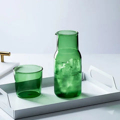 Bouteille d'eau en verre avec tasse en verre, Carafe de chevet, Carafe d'eau de nuit avec gobelet, verres, flacon, Pot pour thé au lait