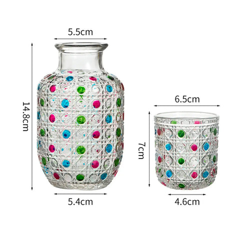Pichet en verre pour table de nuit, carafe à eau de chevet et ensemble de verres, gobelet en verre pour chambre à coucher, seau de nuit, dessus de couchage de mariage, cadeau