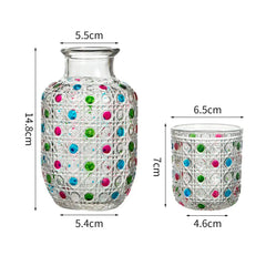 Pichet en verre pour table de nuit, carafe à eau de chevet et ensemble de verres, gobelet en verre pour chambre à coucher, seau de nuit, dessus de couchage de mariage, cadeau