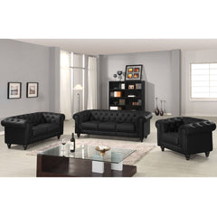 Canapé Chesterfield 3 places capitonné noir