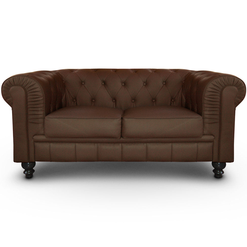 Le canapé Chesterfield capitonné 2 places original marron