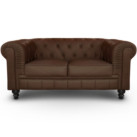 Le canapé Chesterfield capitonné 2 places original marron