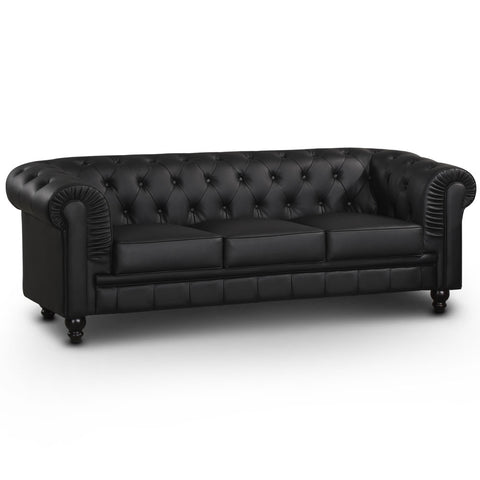 Le véritable canapé Chesterfield 3 places capitonné noir