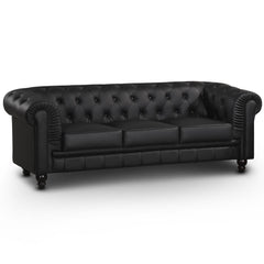 Le véritable canapé Chesterfield 3 places capitonné noir