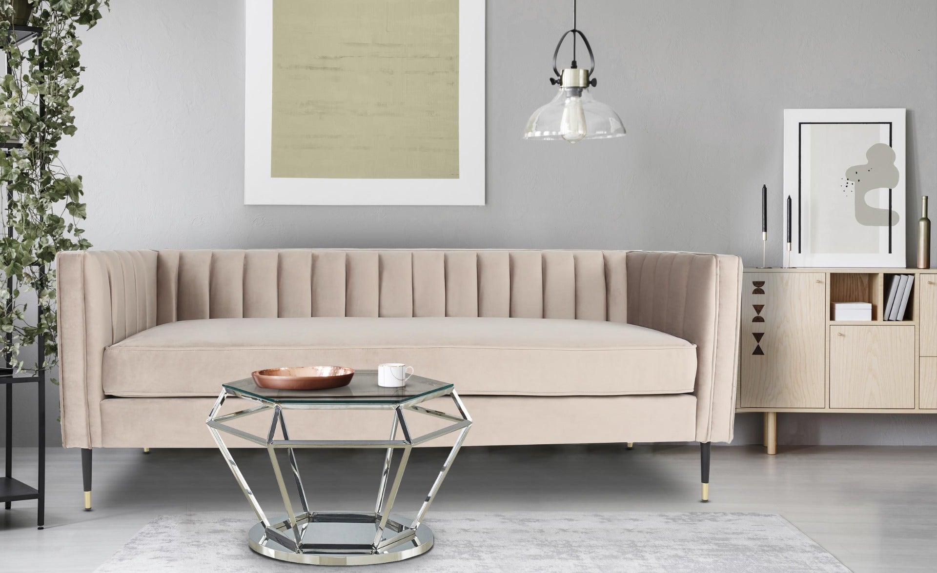 Table basse Aston en Verre Transparent et Pieds Argent