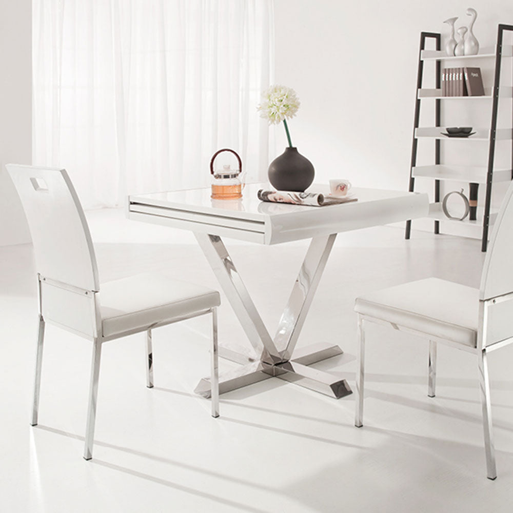 Table extensible à rallonge bois laqué blanc Vicky