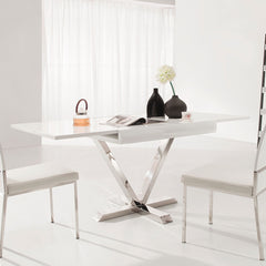 Table extensible à rallonge bois laqué blanc Vicky
