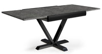 Table extensible effet béton gris avec rallonges intégrées