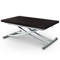 Table basse relevable Carrera Bois wenge en position basse et repliée