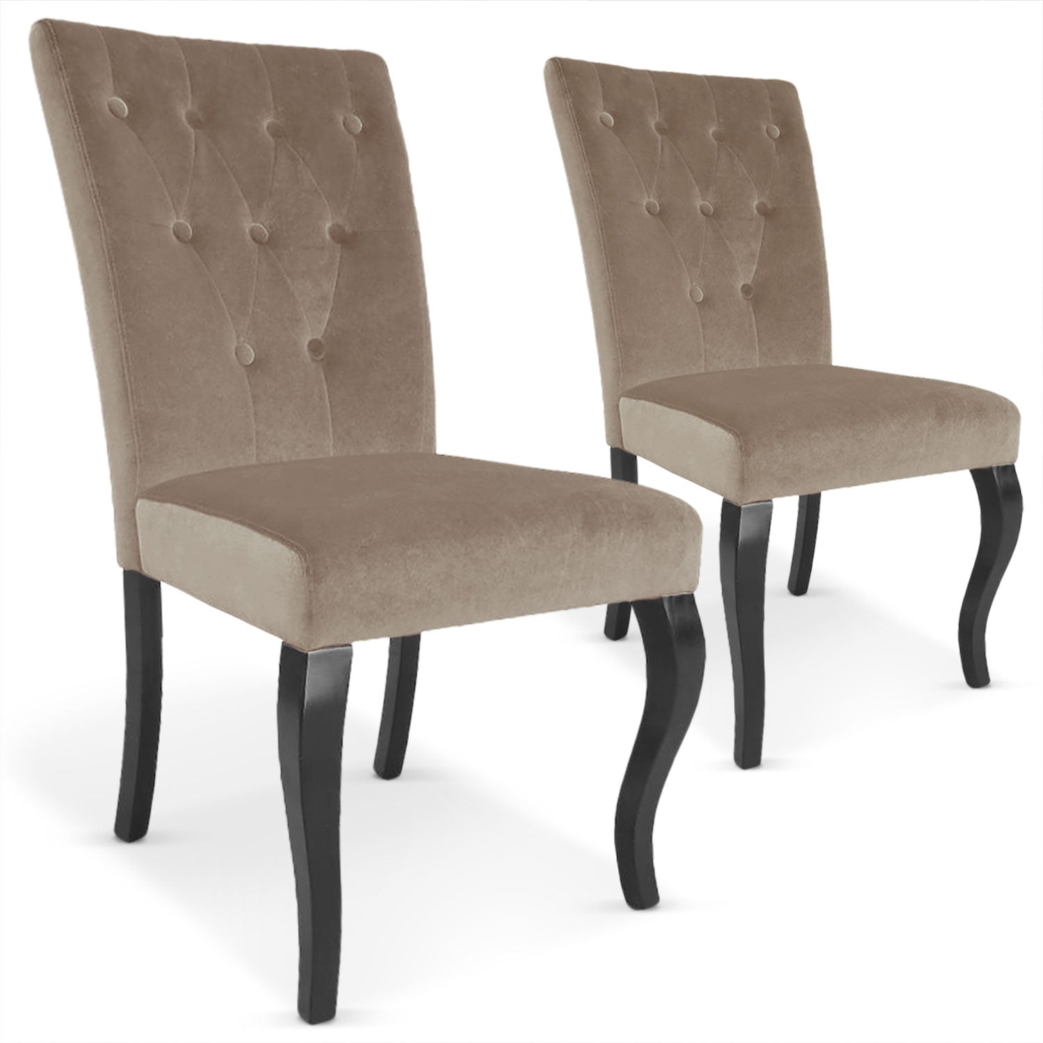 Lot de 2 chaises Beata velours Taupe