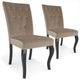 Lot de 2 chaises en velours taupe avec pieds en bois