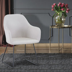Chaise Epok en métal noir et tissu beige