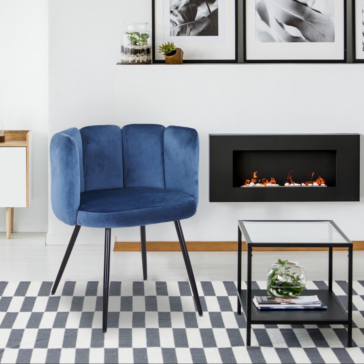 Lot de 2 chaises Amela Velours Bleu