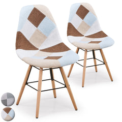 Lot de 2 chaises scandinaves Lisa Patchwork Beige