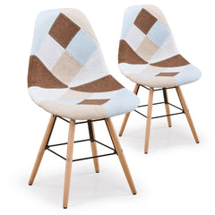 Lot de 2 chaises scandinaves Lisa Patchwork Beige
