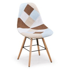Lot de 2 chaises scandinaves Lisa Patchwork Beige