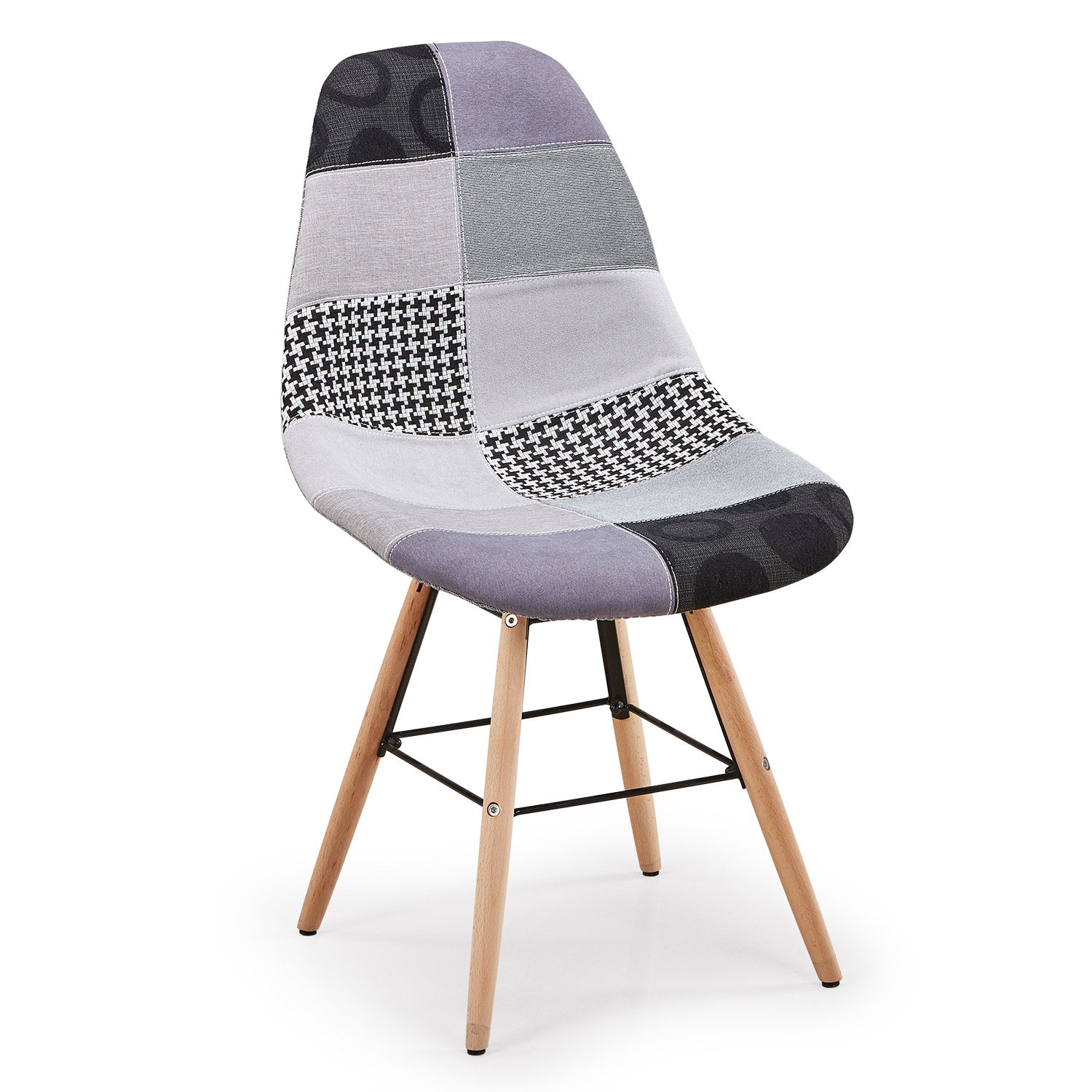 Lot de 2 chaises scandinaves Lisa Patchwork Gris