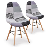 Lot de 2 chaises en tissu patchwork gris