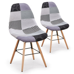 Lot de 2 chaises scandinaves Lisa Patchwork Gris