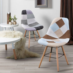 Lot de 2 chaises patchwork beige modèle Lisa