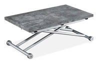 Table basse modulable avec plateau relevable effet béton