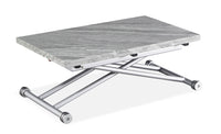 Table basse modulable avec plateau relevable effet marbre