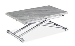 Table basse modulable avec plateau relevable effet marbre