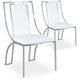 Ensemble de 2 chaises simili P.U. blanches avec pieds métal argent