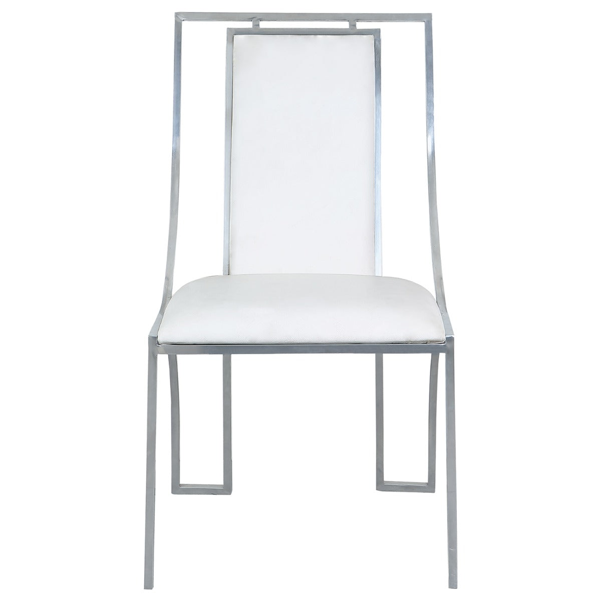 Lot de 2 chaises Catarina Simili P.U. Blanc pieds Argent