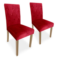 Lot de 2 chaises en velours rouge avec pieds en bois