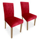 Lot de 2 chaises en velours rouge avec pieds en bois
