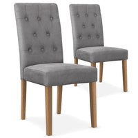 Lot de 2 chaises en tissu gris avec pieds en bois