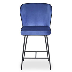 Chaise de bar Elsa Velours Bleu
