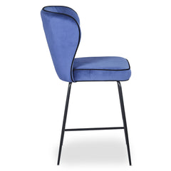 Chaise de bar Elsa Velours Bleu