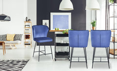 Chaise de bar Elsa Velours Bleu