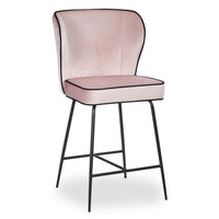 Chaise de bar en velours rose avec pieds dorés
