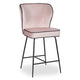Chaise de bar en velours rose avec pieds dorés