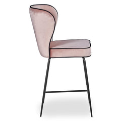 Chaise de bar Elsa Velours Rose