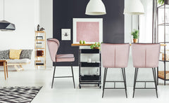 Chaise de bar Elsa Velours Rose