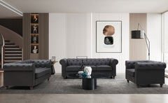 Le canapé Chesterfield capitonné 3 places original noir
