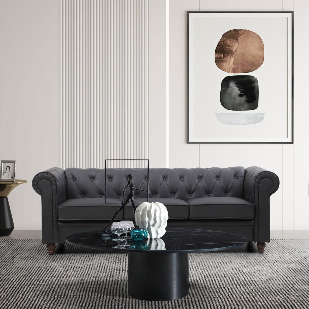 Le canapé Chesterfield capitonné 3 places original noir