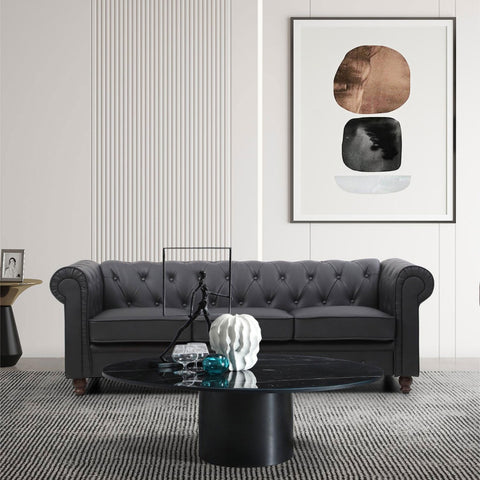 Le canapé Chesterfield capitonné 3 places original noir