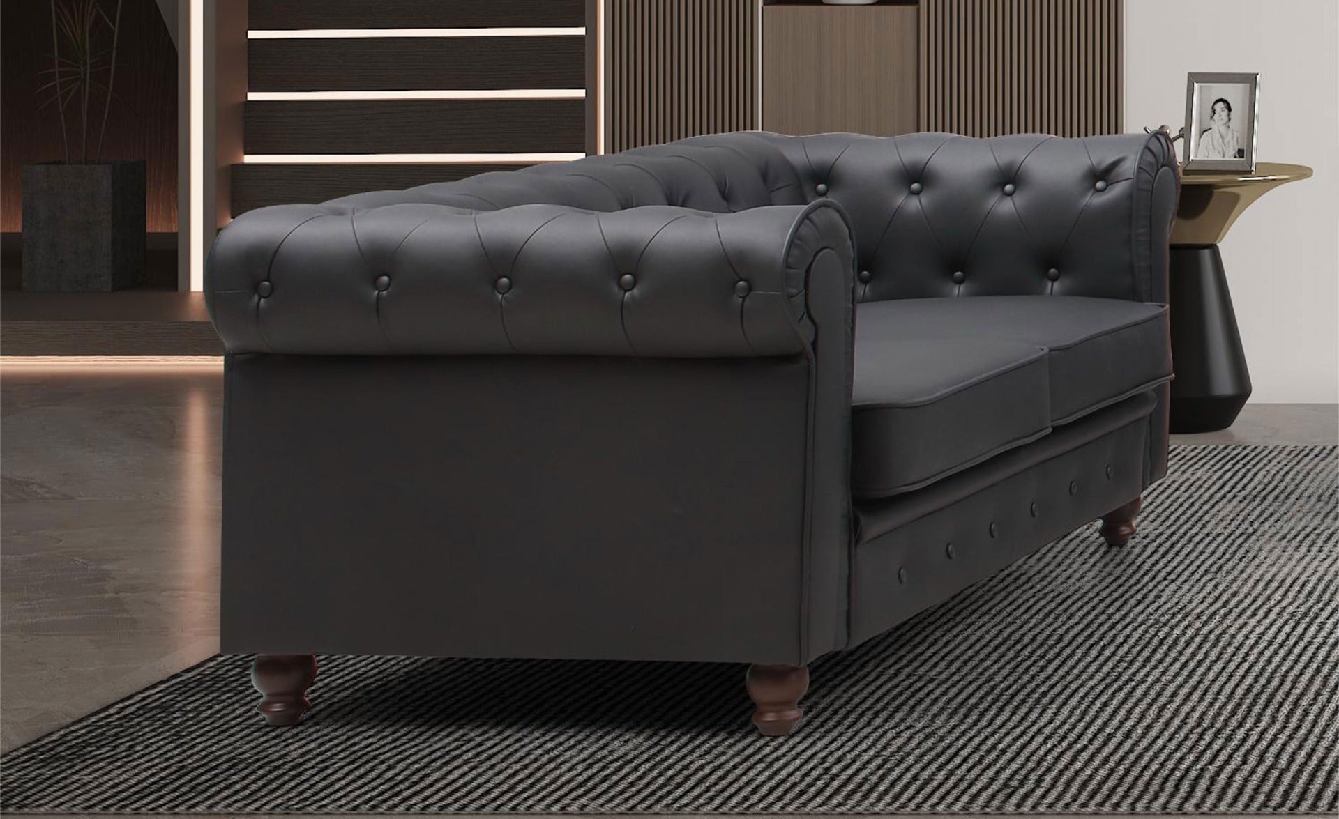 Le canapé Chesterfield capitonné 3 places original noir