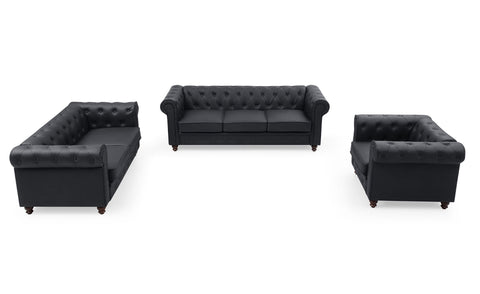 Le canapé Chesterfield capitonné 3 places original noir