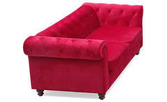 Canapé capitonné 2 places Chesterfield Velours Rouge